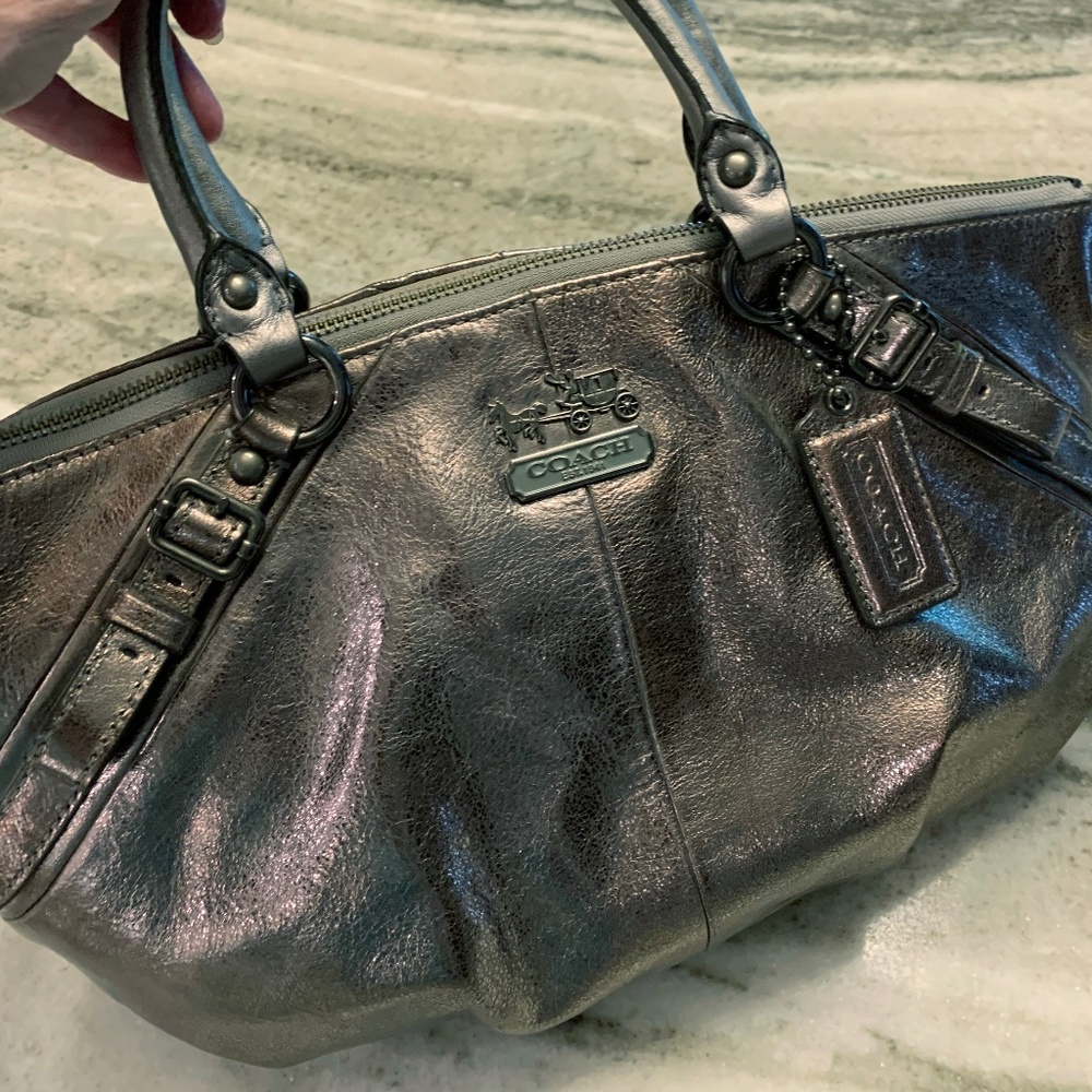 Coach Bronze/ Silver Metallic Madison Sophia Vintage Satchel w/ longer strap!
